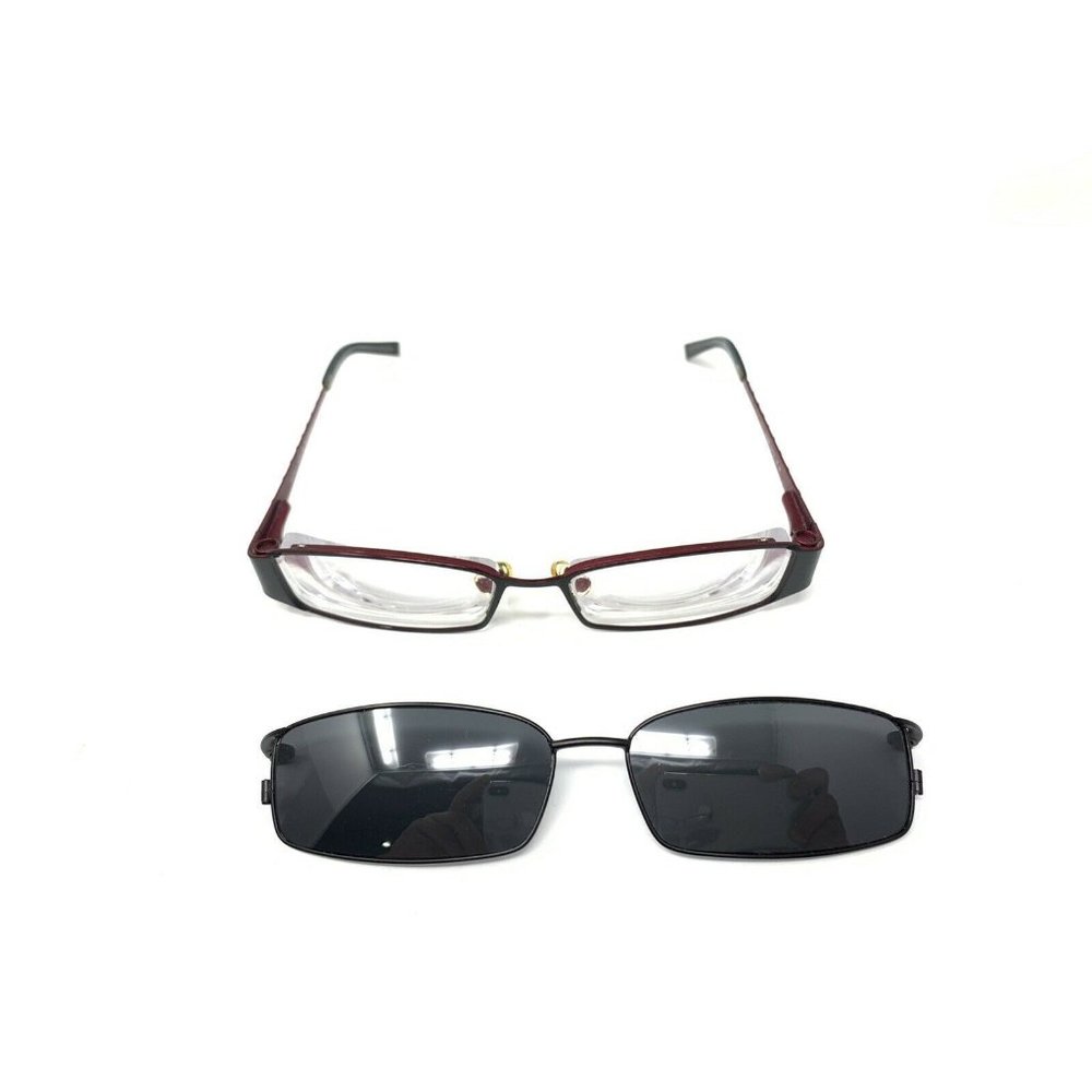 Easyclip  Easy Clip O1038 90 Eyeglasses Frames W/  Clip On 50 [] 16 Black Burgun